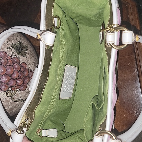 COACH EUC Ltd Edition Leafy 🐞 Straw Leather Tote Bag & 🐝Writslet ❤️ - Picture 8 of 16